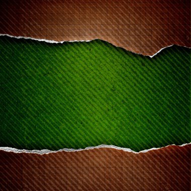 Ripped cell paper on green grunge background clipart