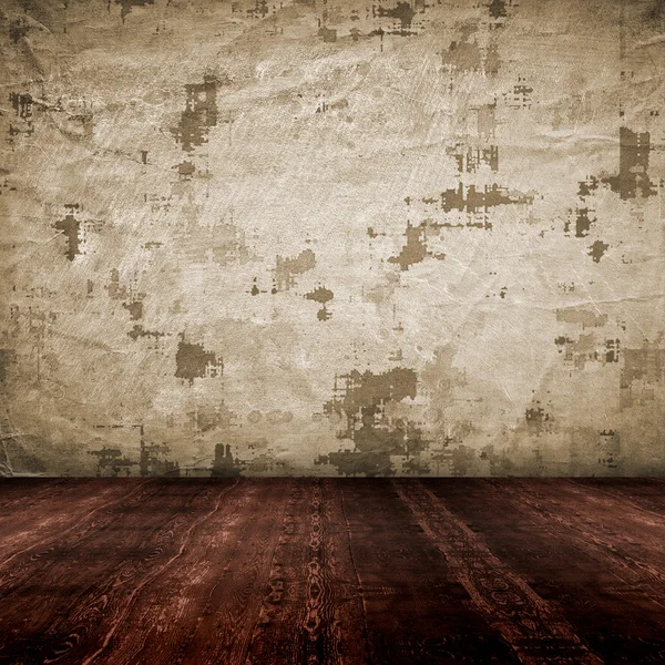 Vintage empty interior with grunge paper wall — Stock Photo, Image