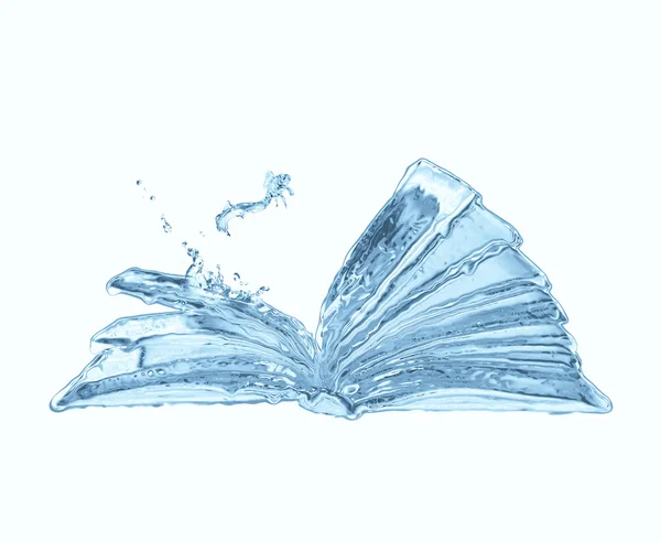 Water boek en kleine springen vis geïsoleerd op wit — Stockfoto