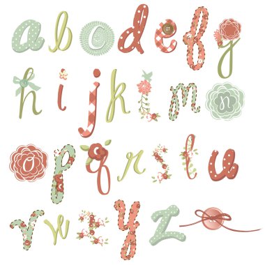 Unique vector flower font clipart