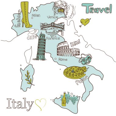 Creative map of Italy clipart