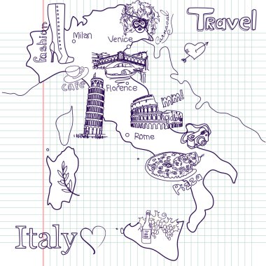 Creative map of Italy clipart