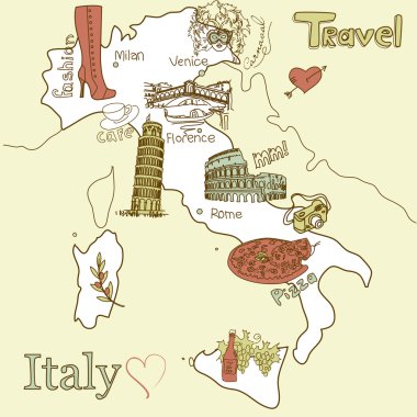 Creative map of Italy clipart