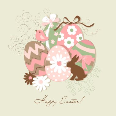 Template of beautiful Easter greeting card clipart