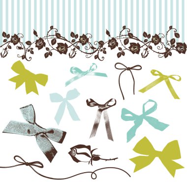 French Bows and Roses clipart