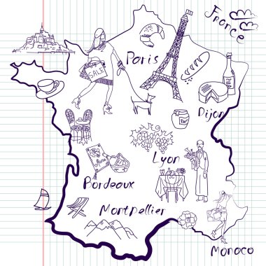 Stylized map of France clipart