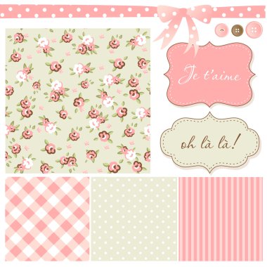 Vintage Rose Pattern, frames and cute seamless