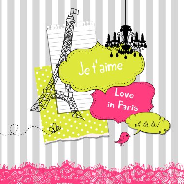 Cute scrapbook elements in French style clipart