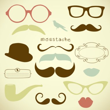 Retro Party set - Sunglasses, lips, mustaches clipart