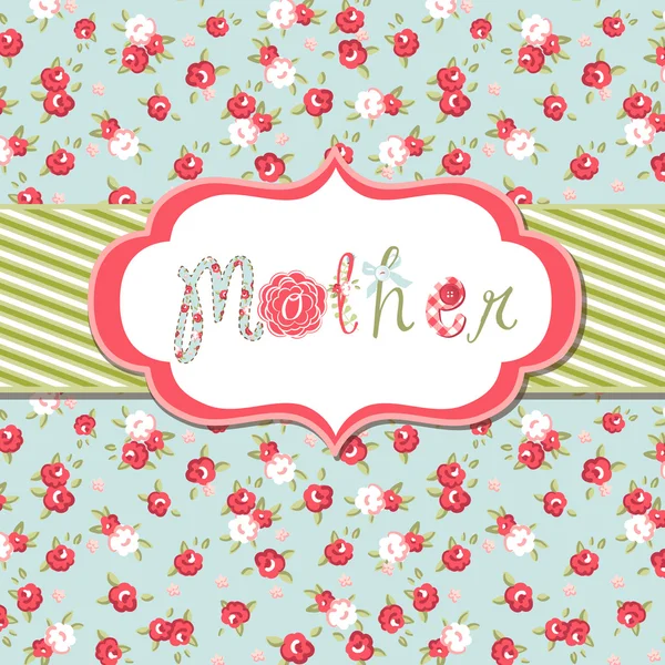 Dibujado a mano Vector marco floral con una palabra "madre " — Archivo Imágenes Vectoriales