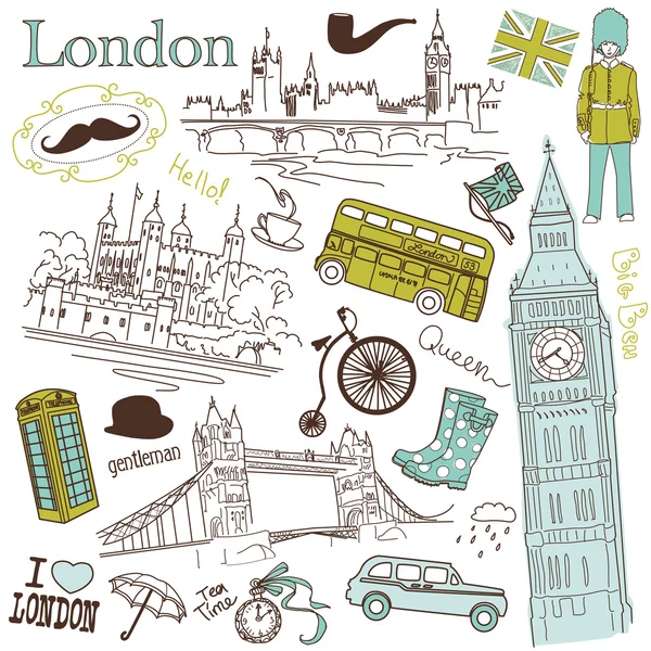 Doodles de Londres — Vetor de Stock
