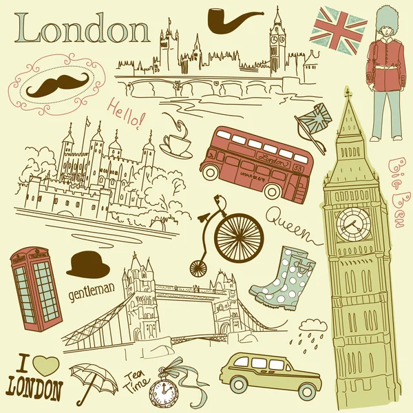 伦敦涂鸦 — 图库矢量图片