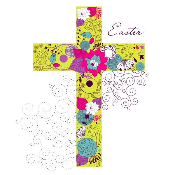 Beautiful cross made from flowers — Stock Vector