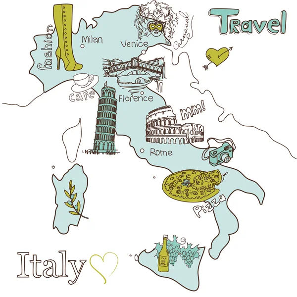 Kreativa karta över Italien — Stock vektor