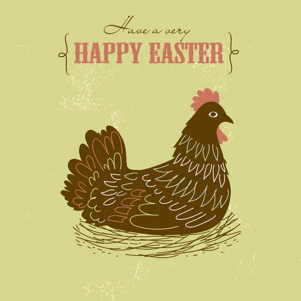 Ładny karty Wielkanoc z kurczaka — Wektor stockowy