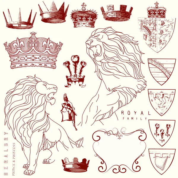 Et heraldyki lew i korony — Wektor stockowy