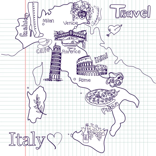 Kreatywne mapa Włoch — Wektor stockowy