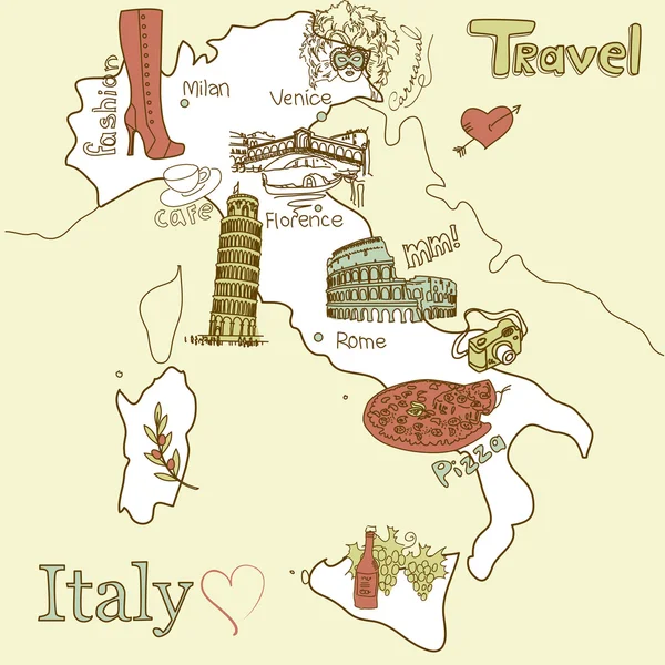 Mapa creativo de Italia — Vector de stock