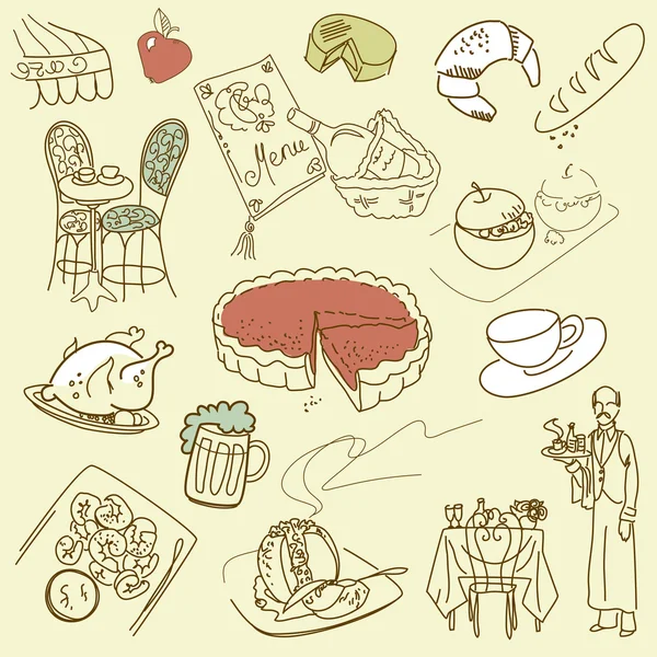 Doodles τροφίμων — Διανυσματικό Αρχείο