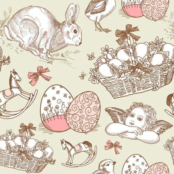 Vintage Easter Seamless background — Stock Vector