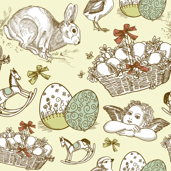 Vintage Easter Seamless background — Stock Vector