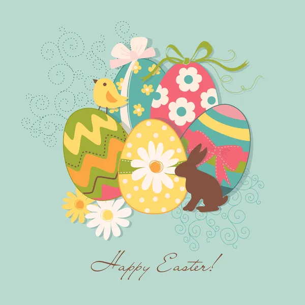 Template of beautiful Easter greeting card — Stock Vector