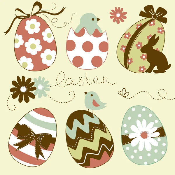 Set di uova di Pasqua carino — Vettoriale Stock