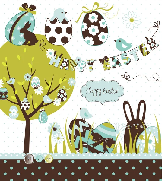 Plantilla de tarjeta de felicitación de Pascua hermosa — Stockvector