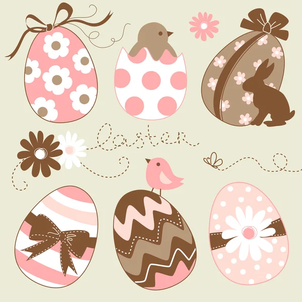Cute Easter Egg Set — Stock Vector