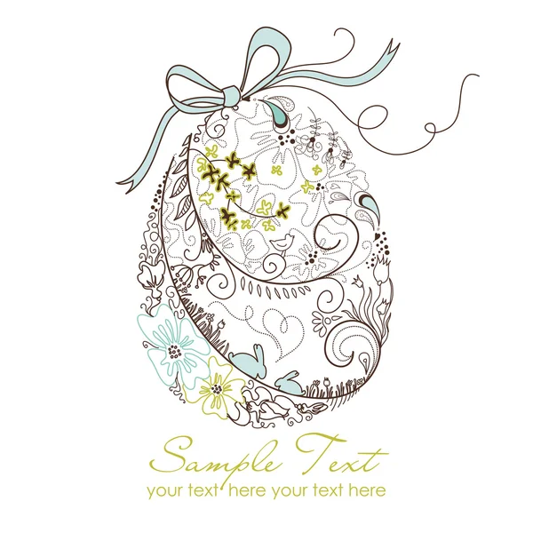 Œuf de Pâques avec des éléments floraux — Image vectorielle