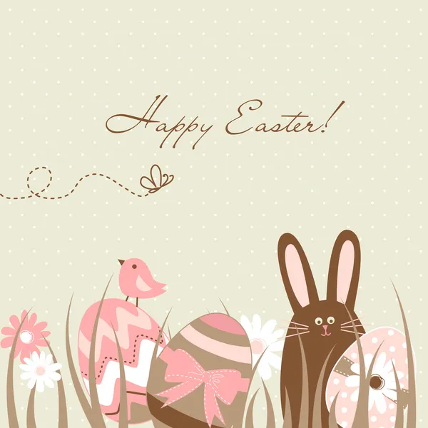 Carino Easter Egg Card — Vettoriale Stock