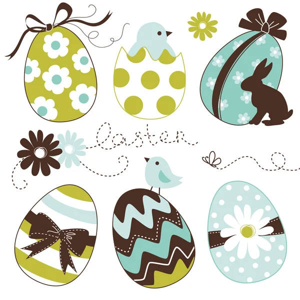 Set di uova di Pasqua carino — Vettoriale Stock