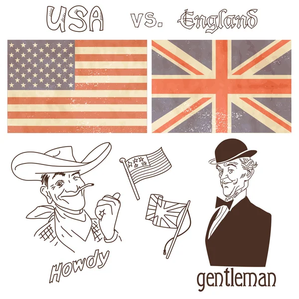 美国与英国 — 图库矢量图片