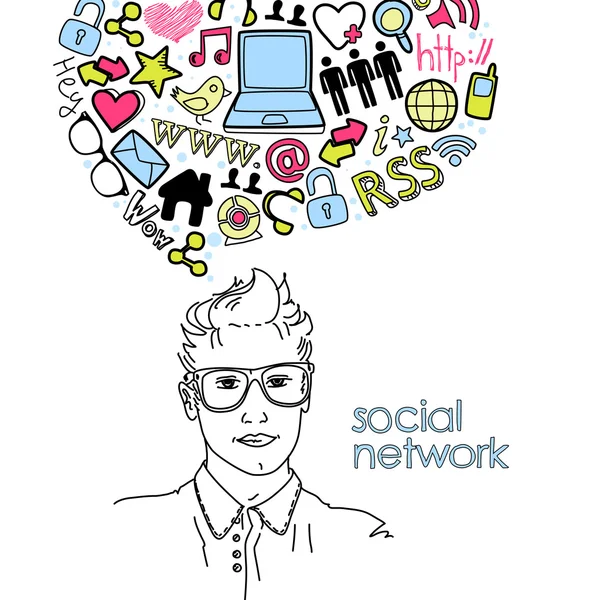 Doodles κοινωνικό δίκτυο — Διανυσματικό Αρχείο