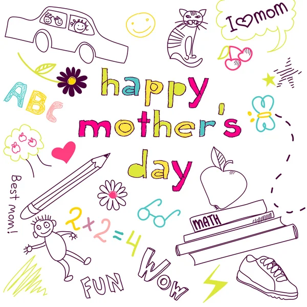Mother's day kaart in een stijl van tekening van een kind — Stockvector