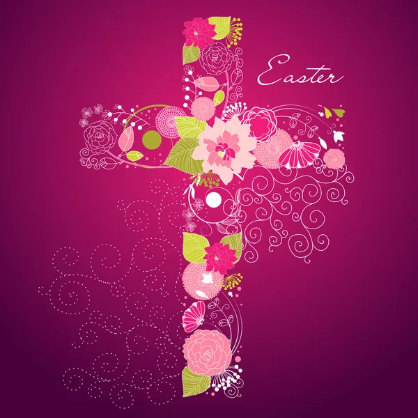 stock vector Beautiful cross made from flowers