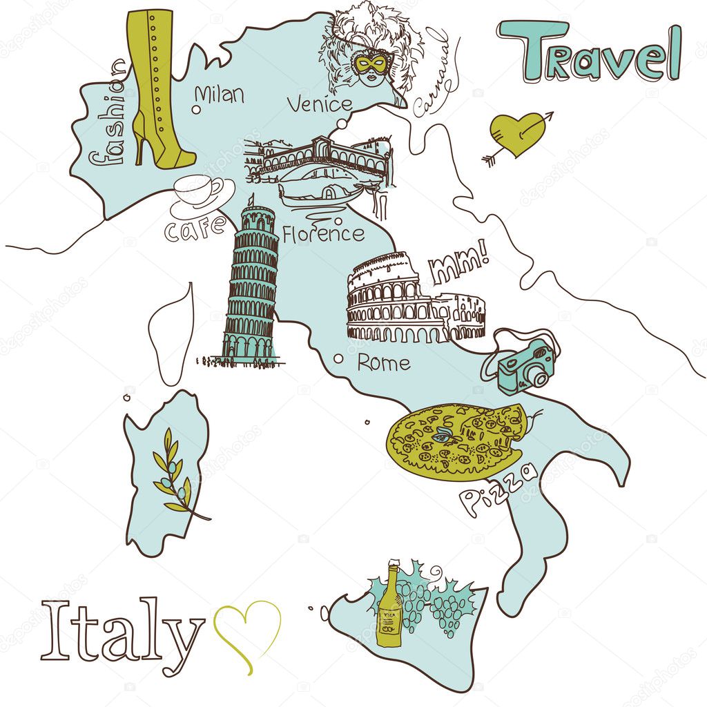 Creative map of Italy