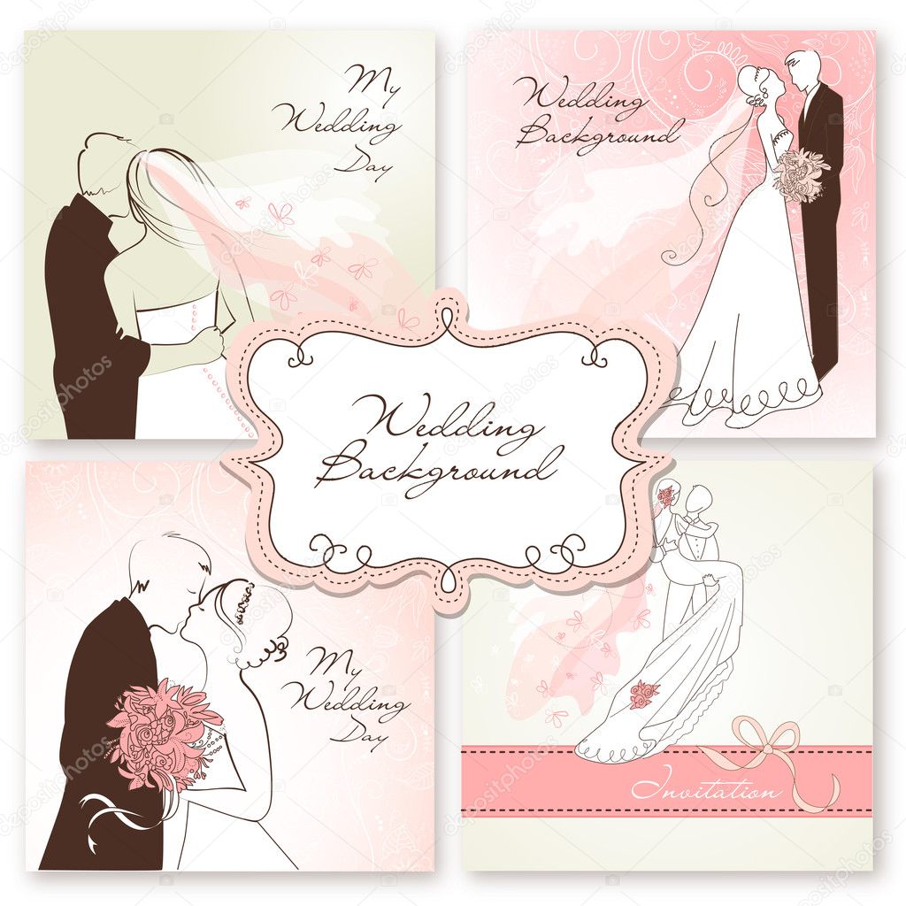 Set of beautiful vector Wedding Backgrounds