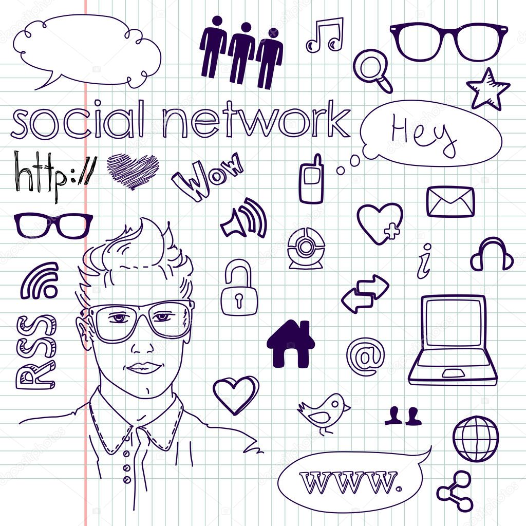 Social media network connection doodles