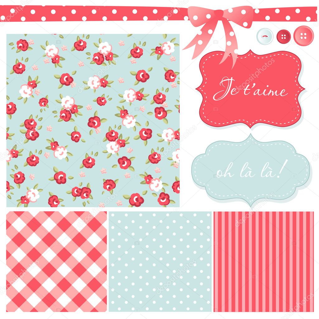Vintage Rose Pattern, frames and cute seamless