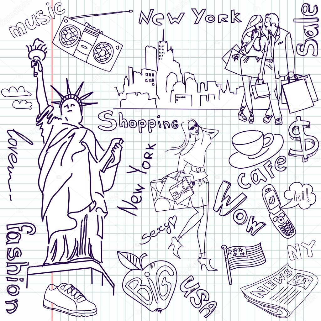 Shopping in New York doodles