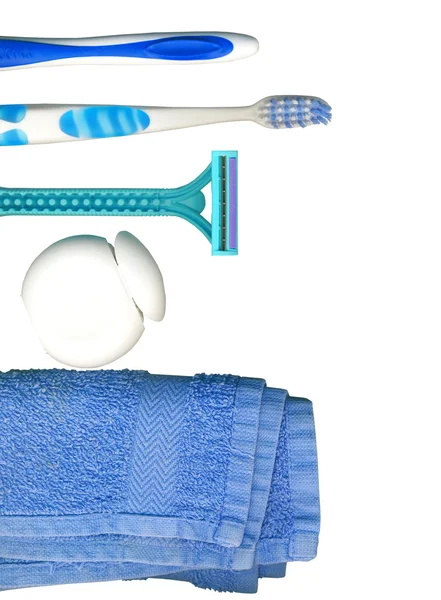 Οδοντόβουρτσα, με το νήμα και πετσέτες — Φωτογραφία Αρχείου