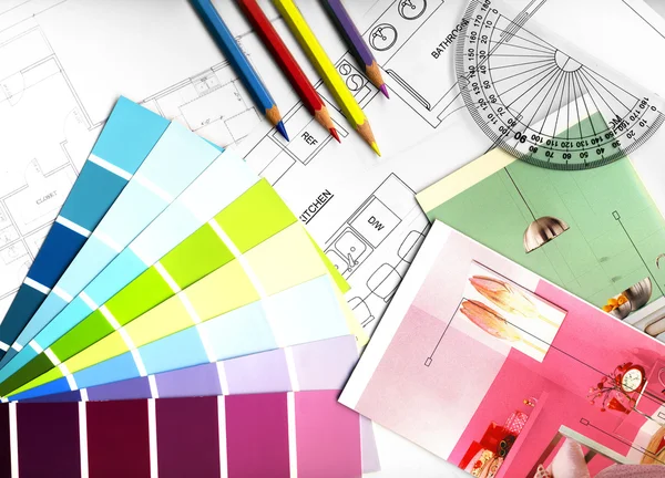 Color swatches and plans — Stock Photo, Image