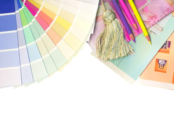 Kleurstalen en plannen geïsoleerd op wit — Stockfoto