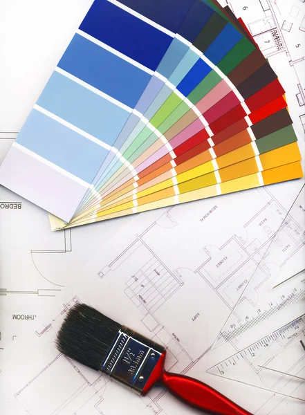 Amostras de cores e planos isolados no branco — Fotografia de Stock