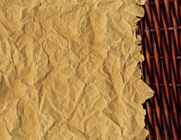 Старая бумага с коричневой плетеной текстурой — стоковое фото