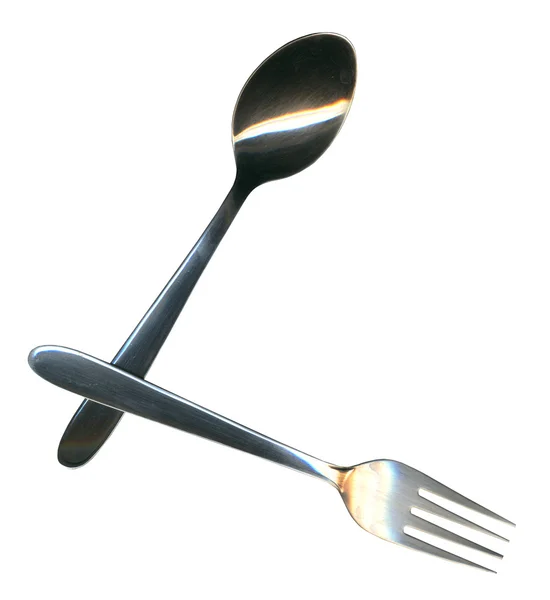 Tenedor y cuchara con camino de recorte — Foto de Stock