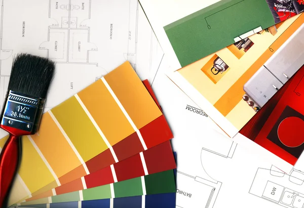 Color swatches and plans Stock Photo