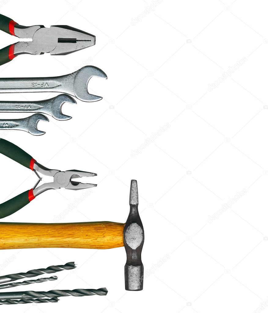 A set of tools - isolated on white background