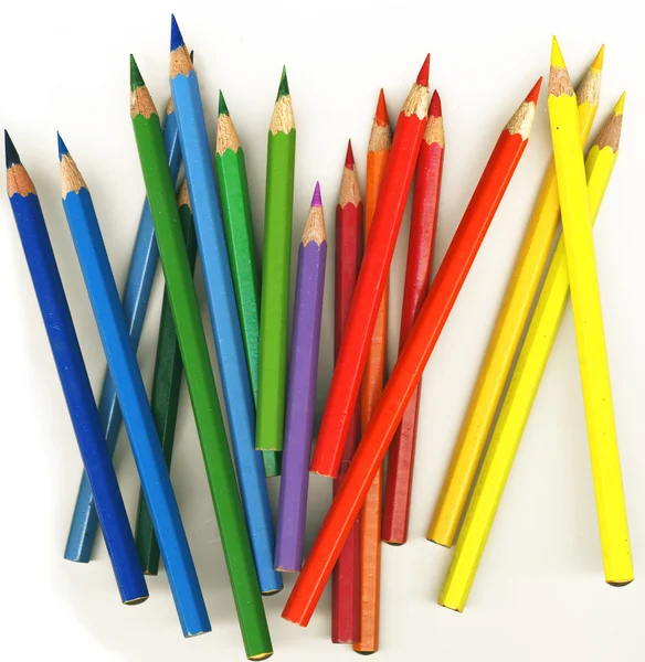 Thick colored pencils on white background, isolated — Stock Photo, Image